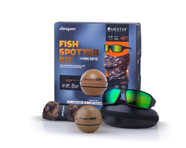 DEEPER Fish Spotter Fischfinder Chirp+ 2 Smart Sonar Kit Ltd. Ed. incl. Sonnenbrille und Nackenwärmer