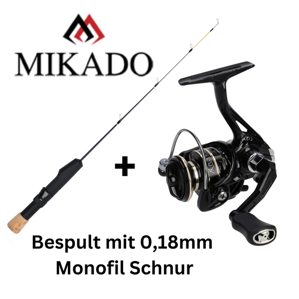 MIKADO Eisangel Combo Eisrute Icy Float mit Rolle X-Plode Micro 502FD bespult