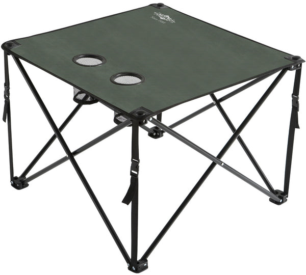 MIKADO Angel Camping Tisch "Karpfen" Faltbar (49x49x45cm) mit Getränkehalter Grün