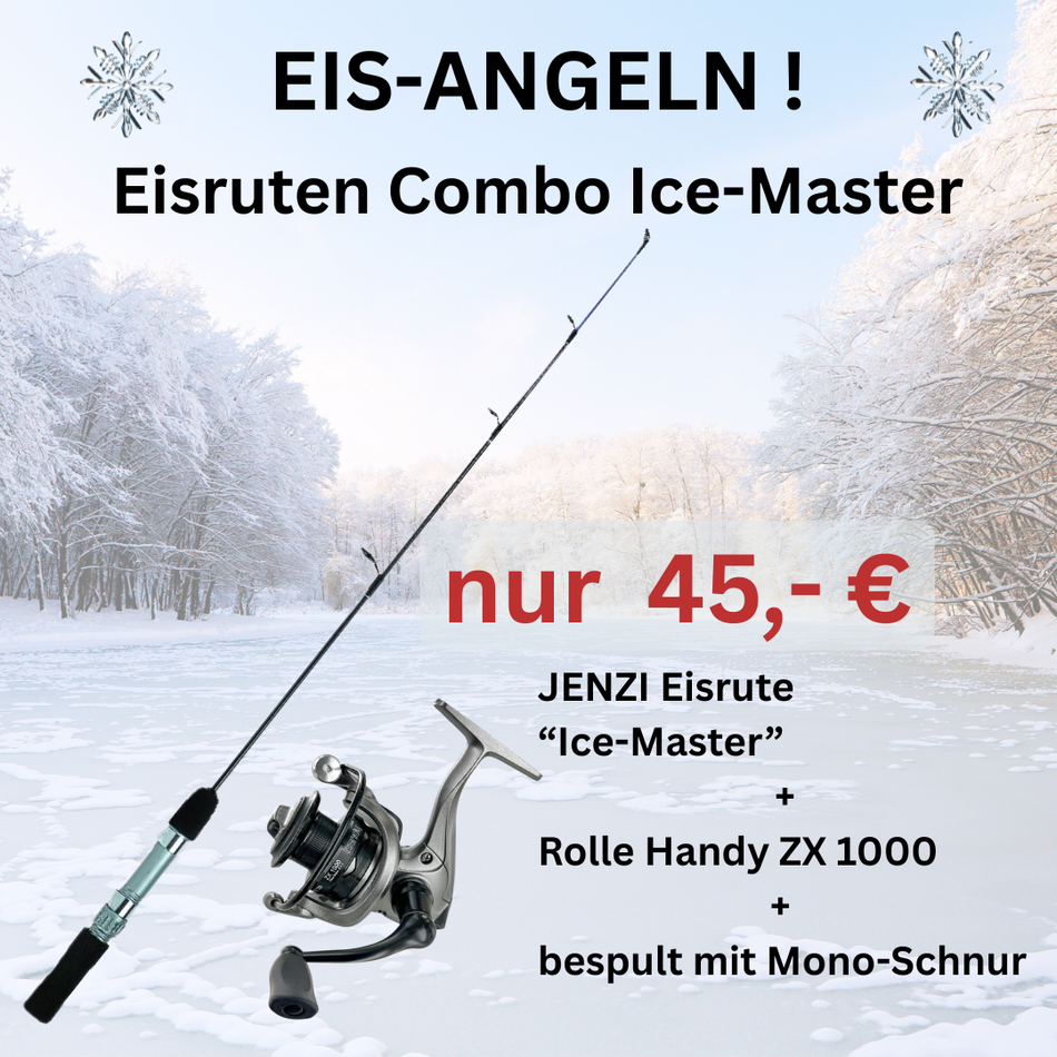 JENZI Eisangel Combo Ice-Master Rute, Rolle und Schnur