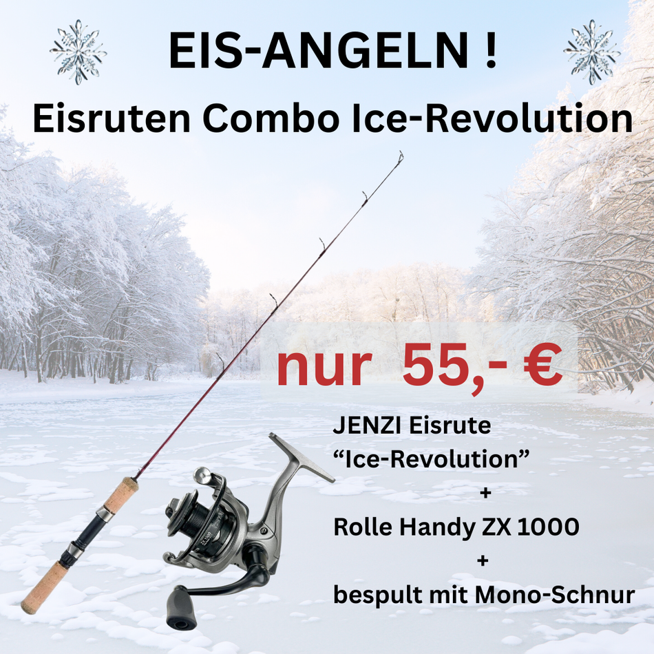 JENZI Eisangel Combo Ice-Revolution Rute, Rolle und Schnur