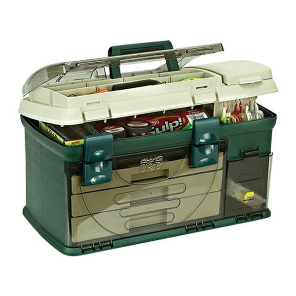 Tackle-Box mit drei Schubladen grün/beige 14,75 L x 8,5 B x 7,5 H