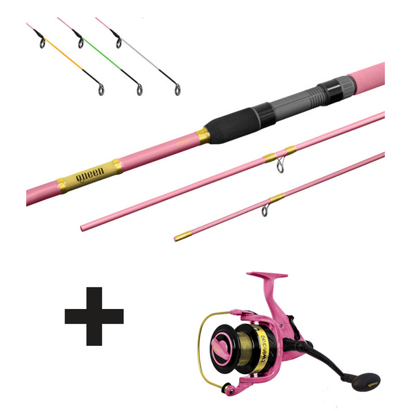 DELPHIN QUEEN Feeder Combo Lady 3,30m 100g mit Allround Rolle 5T Pink